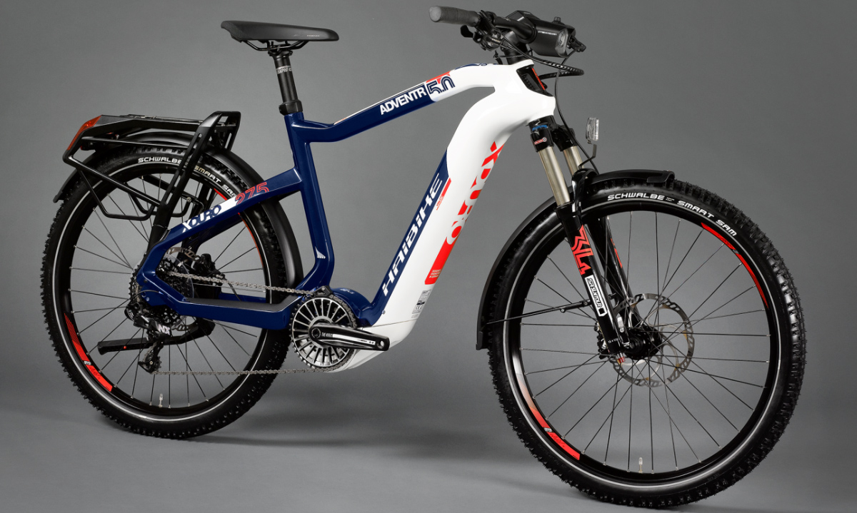 Фотографія Електровелосипед Haibike XDURO AllMtn 5.0 Carbon FLYON 27,5"/29" (2020) 2020 Біло-синій